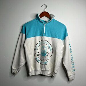 90’s vintage Blue and white quarter zip sweatshirt size small